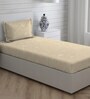 Beige Floral 146 TC Cotton Single Bed Sized Bed Sheets With 1 Pillow Cover