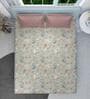 Beige Floral 160 TC Microfiber Queen Sized Double Bedsheet with 2 Pillow Covers Dusky Petals Collection