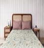 Beige Floral 160 TC Microfiber Queen Sized Double Bedsheet with 2 Pillow Covers Dusky Petals Collection