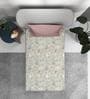 Beige Floral 160 TC Microfiber Single Sized Bedsheet with 1 Pillow Cover Dusky Petals Collection