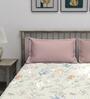 Beige Floral 160 TC Microfiber Single Sized Bedsheet with 1 Pillow Cover Dusky Petals Collection