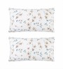 Beige Floral 164 TC Cotton Queen Bedsheet with 2 Pillow Covers