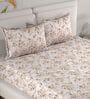 Beige Floral 180 TC Cotton King Bedhseet 2 pillow covers