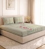 Beige Floral 180 TC Cotton King Sized Bedsheet With 2 Pillow Covers