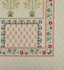 Beige Floral 180 TC Cotton King Sized Bedsheet With 2 Pillow Covers