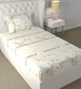 Beige Floral 180 TC Microfiber Single Bedsheet With 1 Pillow Cover