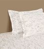 Beige Floral 200 TC Cotton Fitted Double Bedsheet with 2 pillow cover