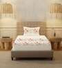 Beige Floral 200 TC Cotton Single Bedsheet with 1 Pillow Cover