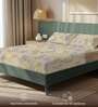 Beige Floral 200 TC Microfiber King Sized Bedsheet with 2 Pillow Covers