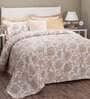 Beige Floral 210 TC 100% Cotton (Set of 8) Double Bed Bedding Sets