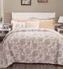 Beige Floral 210 TC 100% Cotton (Set of 8) Double Bed Bedding Sets