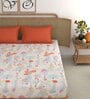 Beige Floral 210 TC Microfiber King Bedsheet With 2 Pillow Covers