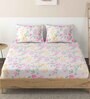 Multicolor Floral 220 TC Microfiber Double King Sized Bedsheet with 2 Pillow Covers