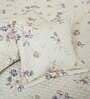 Beige Floral 250 TC Cotton Quilted Double Bed Cover with 2 Pillow Covers & 2 Cushion Covers with Filler Royale Collection