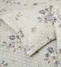 Beige Floral 250 TC Cotton Quilted Double Bed Cover with 2 Pillow Covers & 2 Cushion Covers with Filler Royale Collection