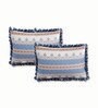 Blue Floral 260 Tc Polycotton King Fitted Bedsheet With 2 Pillow Covers