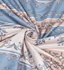Blue Floral 260 Tc Polycotton King Fitted Bedsheet With 2 Pillow Covers