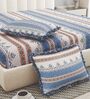 Blue Floral 260 Tc Polycotton King Fitted Bedsheet With 2 Pillow Covers