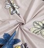Beige Floral 300 TC Cotton Blend Double King Sized Bedsheet With 2 Pillow Covers