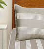 Beige Striped 300 TC Cotton King Bedsheet with 2 Pillow Covers