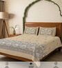 Beige Floral 300 TC Cotton King Sized Bedsheet with 2 Pillow Covers