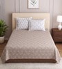 Beige Floral 400 TC Single Bedsheet with 2 Pillow Covers Luxury Series Collection