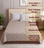 Beige Floral 400 TC Single Bedsheet with 2 Pillow Covers Luxury Series Collection
