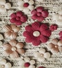Beige Floral 7D King Size Cotton Blend Double Bedsheet with 2 Pillow Covers