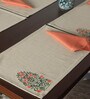 Beige Floral Cotton Blend (Set of 6) Placemat With Napkins