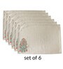 Beige Floral Cotton Blend (Set of 6) Placemat With Napkins