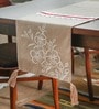 Beige Floral Embroidered with Laces and Tassels Polyster Blend (12 x84)  Table Runner