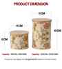 Beige Floral Printed Metal Airtight Containers With Wooden Lids Set Of 3