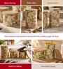 Beige Floral Printed Metal Airtight Containers With Wooden Lids Set Of 3