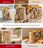 Beige Floral Printed Metal Airtight Storage Container With Wooden Lid