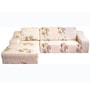 Beige Floral Viscose and Polyester (3 + Lounge) L-Shaped Stretchable Chaise Sofa Covers