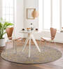 Beige Floral Wool Hand Tufted Round Carpet