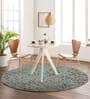 Beige Floral Wool Round Hand Tufted Carpet