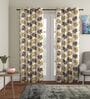 Beige Floral Polyester 7Ft Semisheer Eyelet Door Curtains (Set Of 2)