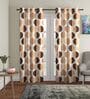 Beige Floral Polyester 7Ft Semisheer Eyelet Door Curtains (Set Of 2)