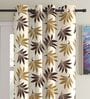 Beige Floral Polyester 7Ft Semisheer Eyelet Door Curtains (Set Of 2)