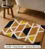 Beige Geomatric Microfibre 24X16 Inches Anti-Skid Bath Mat