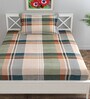 Beige Geometric 120 TC Poly Cotton Single Bed Sized Bed Sheets With 1 Pillow Cover