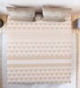 Beige Geometric 144 TC Cotton King Sized Double Bedsheet with 2 Pillow Covers Rushmoor SS23 Collection