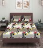 Beige Geometric 144 TC Microfiber Double Sized Bedsheet With 2 Pillow Covers