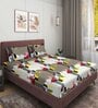 Beige Geometric 144 TC Microfiber Double Sized Bedsheet With 2 Pillow Covers