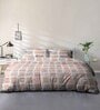 Beige Geometric 144 TC Microfiber Queen Sized Bedsheet With 2 Pillow Covers