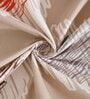 Beige Geometric 144 TC Microfiber Queen Sized Bedsheet With 2 Pillow Covers