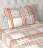 Beige Geometric 180 TC Microfiber Single Bedsheet With 1 Pillow Cover