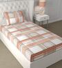 Beige Geometric 180 TC Microfiber Single Bedsheet With 1 Pillow Cover