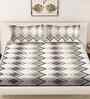 Beige Geometric 300 TC Cotton Blend King Size Double Bedsheet with 2 Pillow Covers